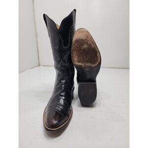 Rios of Mercedes Mens Eel Skin Exotic Cowboy Western Boots Black Size 9